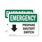 Signmission Electrical Propane Shutoff Switch With Symbol Emergency Sign, Plastic, 10in W x 7in L, 2PK OS-2PACK-EM-P-710-L-10291 - alternate 1